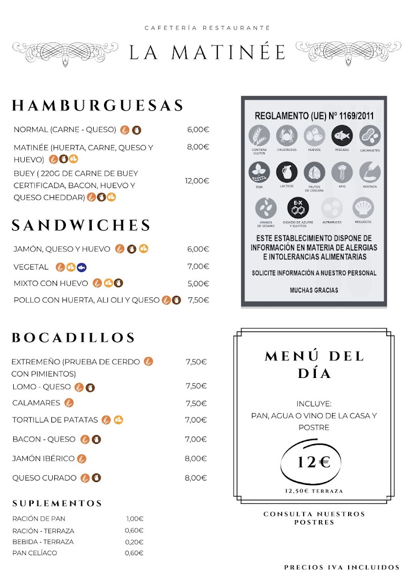 Menu Cafeteria La Matinee-1